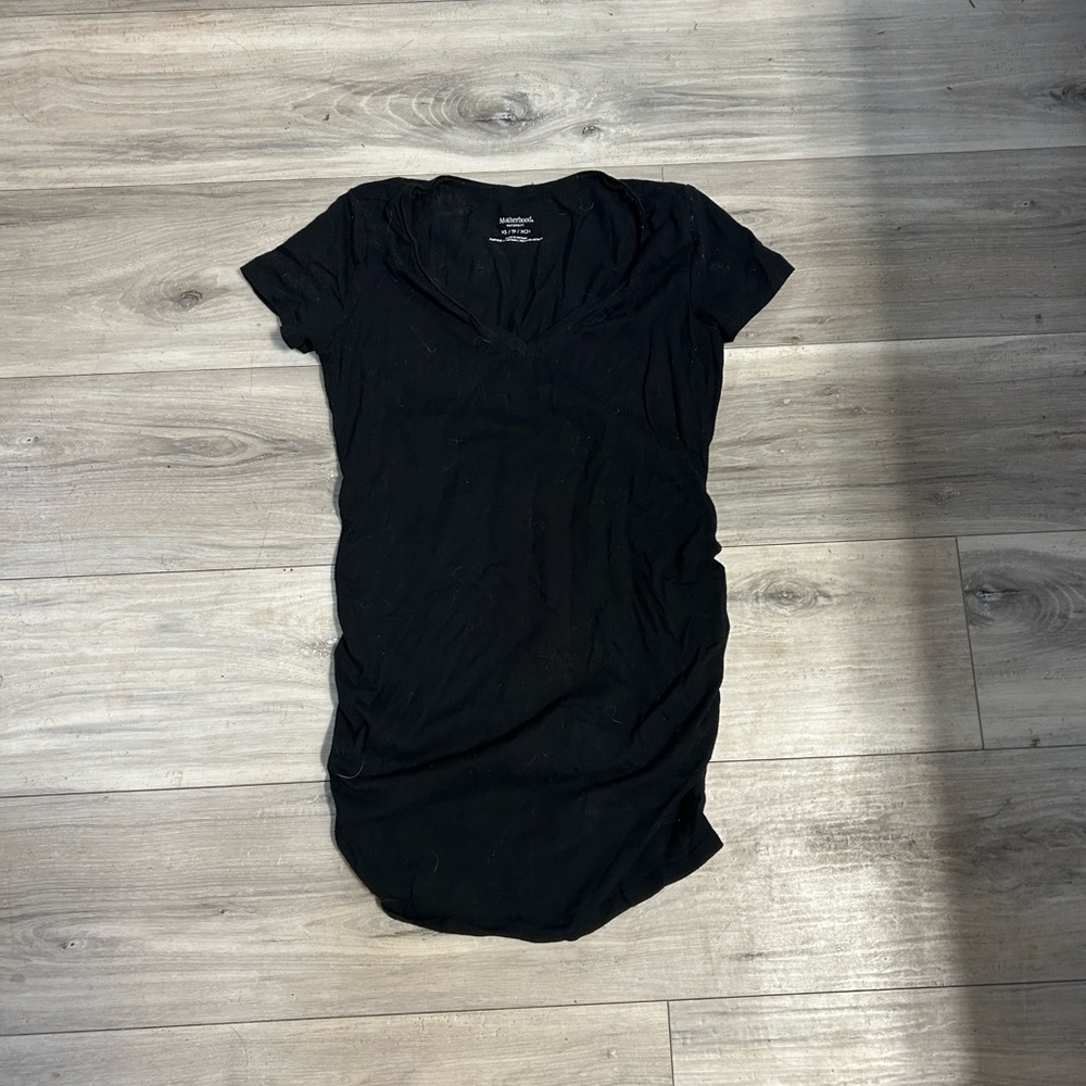 Black V-Neck Women's Maternity Top